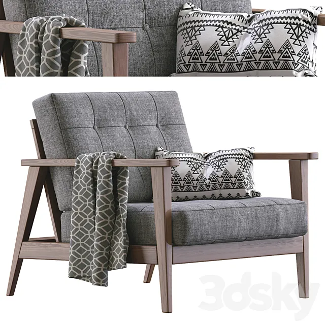 The Mid Century Show Wood Armchair 3D Model