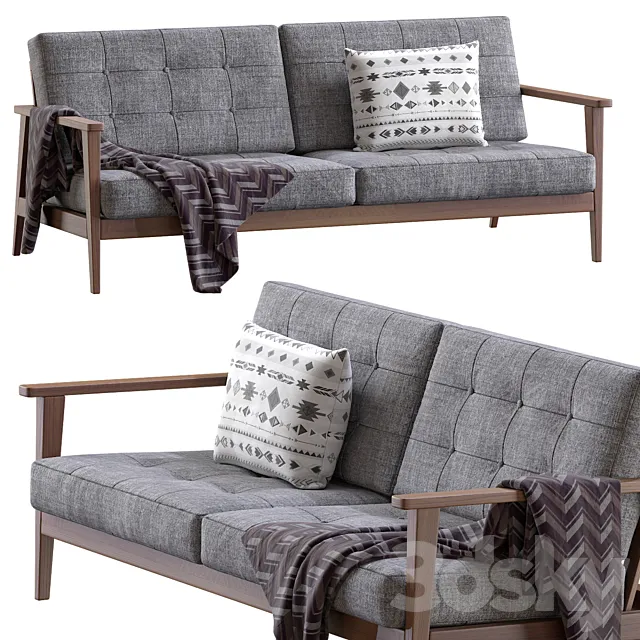 The Mid Century Show Wood Sofa 3D Model The Mid Century Show Wood Sofa 3D Model