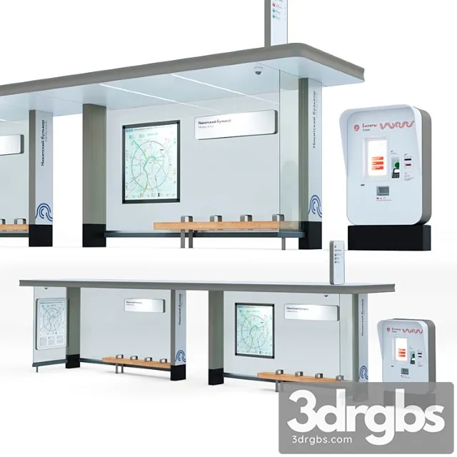 The moscow transport stop is double 3D Model Download