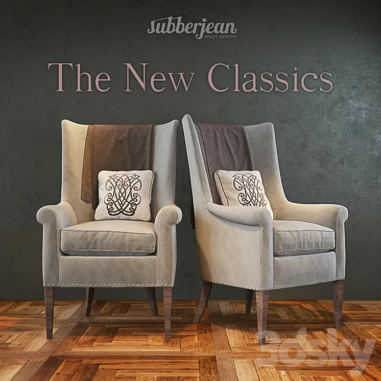 The New Classics Armchair (4 materials) 3D Model The New Classics Armchair (4 materials) 3D Model
