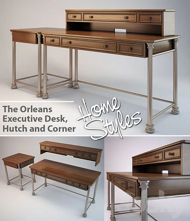 The Orleans Executive Desk Hutch and Corner – desktop 3D Model The Orleans Executive Desk Hutch and Corner – desktop 3D Model