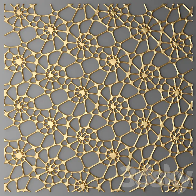 The panel. grille.panel. lattice. panel. pattern. art. abstraction. decorative. interior. wall decor. luxury. gold 3DModel The panel. grille.panel. lattice. panel. pattern. art. abstraction. decorative. interior. wall decor. luxury. gold 3DModel