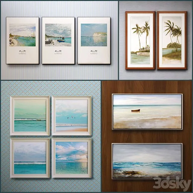 The picture in the frame 11 Pieces (Collection 35) Sea theme 3D Model The picture in the frame 11 Pieces (Collection 35) Sea theme 3D Model