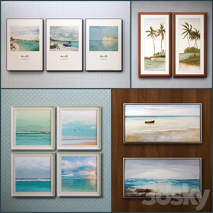 The picture in the frame: 11 Pieces (Collection 35) Sea theme 3D Model