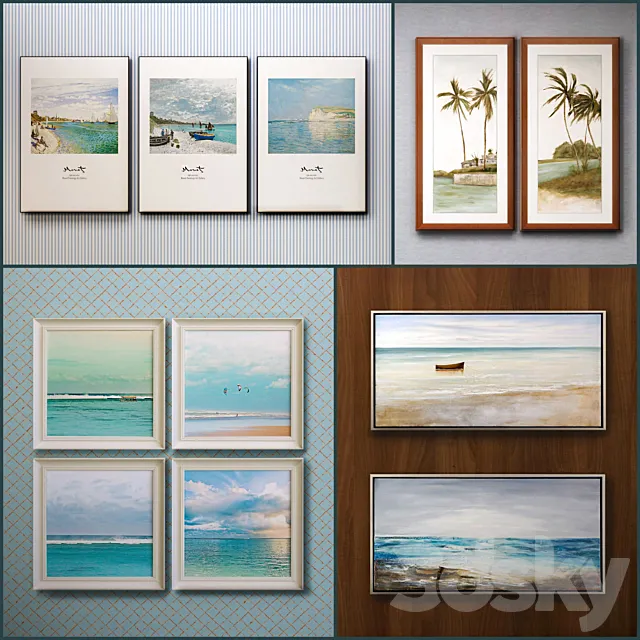 The picture in the frame: 11 Pieces (Collection 35) Sea theme 3D Model The picture in the frame: 11 Pieces (Collection 35) Sea theme 3D Model