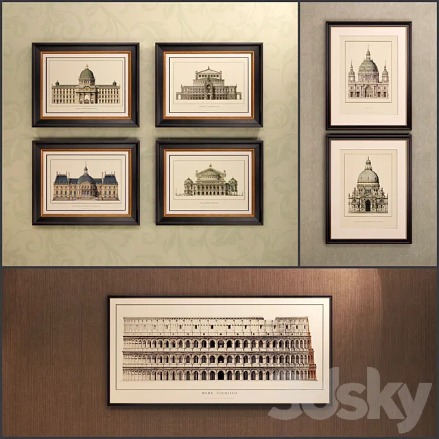 The picture in the frame: 12 Pieces (Collection 14) Architecture 3D Model The picture in the frame: 12 Pieces (Collection 14) Architecture 3D Model