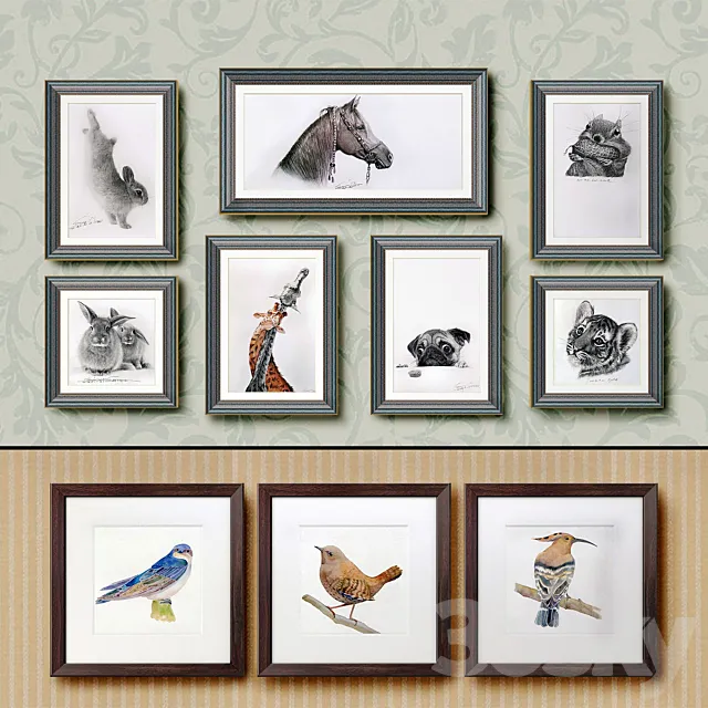 The picture in the frame. 120 Animals Collection 3DModel The picture in the frame. 120 Animals Collection 3DModel