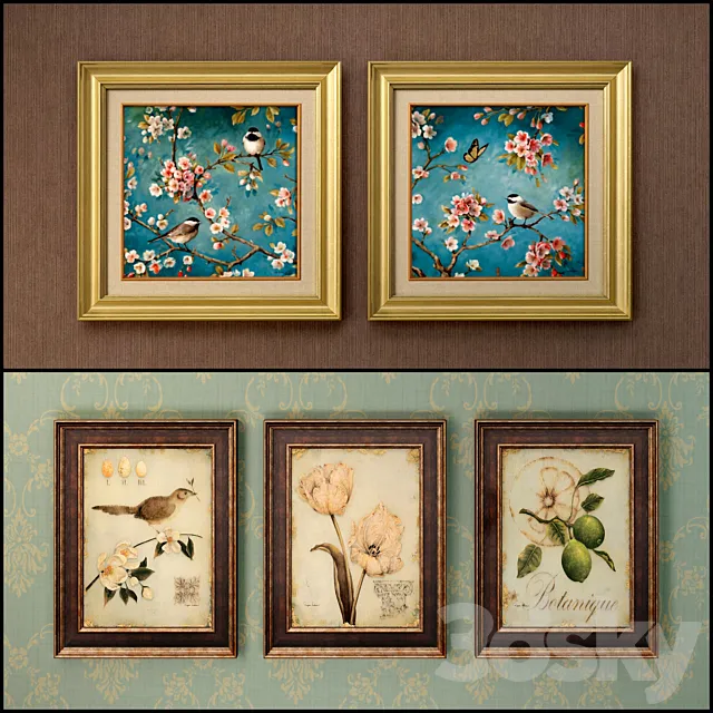The picture in the frame: 13 pieces (collection 62) Birds 3D Model The picture in the frame: 13 pieces (collection 62) Birds 3D Model