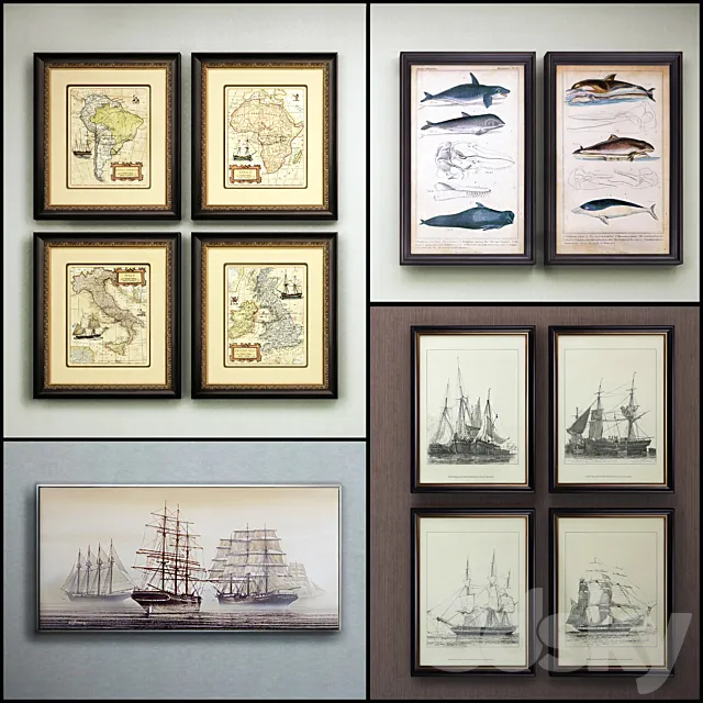 The picture in the frame: 14 piece (Collection 34) Sea theme 3DModel The picture in the frame: 14 piece (Collection 34) Sea theme 3DModel