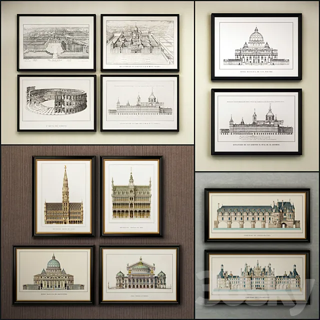 The picture in the frame: 17 piece (Collection 33) Architecture 3DModel The picture in the frame: 17 piece (Collection 33) Architecture 3DModel