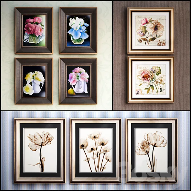 The picture in the frame: 17 piece (Collection 53) Flowers 3DModel The picture in the frame: 17 piece (Collection 53) Flowers 3DModel