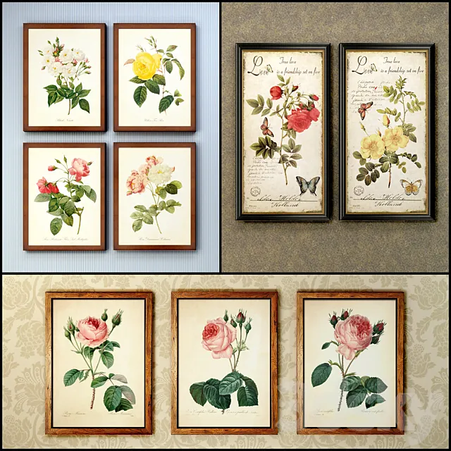 The picture in the frame: 19 pcs (collection 59) Flowers 3DModel The picture in the frame: 19 pcs (collection 59) Flowers 3DModel