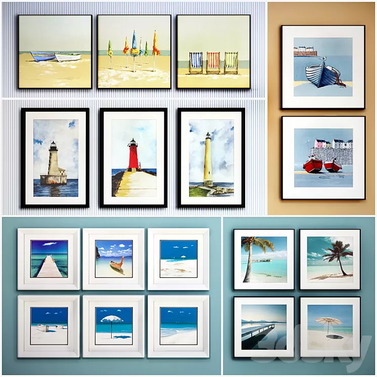 The picture in the frame: 20 piece (Collection 49) Sea theme 3D Model