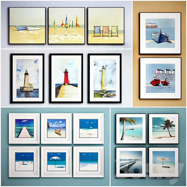 The picture in the frame: 20 piece (Collection 49) Sea theme 3DModel The picture in the frame: 20 piece (Collection 49) Sea theme 3DModel