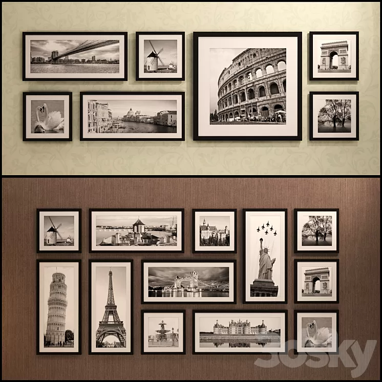 The picture in the frame: 20 pieces – 5 combinations (a collection of 15) Picture Frame 3D Model