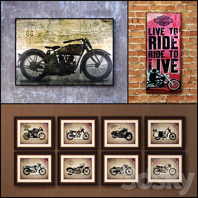 The picture in the frame: 20 Pieces (collection 73) Motorcycle 3D Model The picture in the frame: 20 Pieces (collection 73) Motorcycle 3D Model