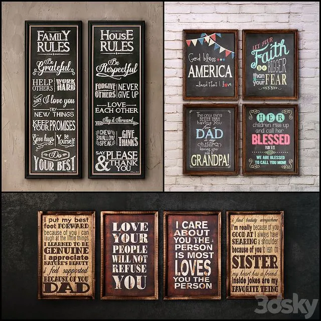 The picture in the frame 21 pieces (89 collection) 3D Model The picture in the frame 21 pieces (89 collection) 3D Model