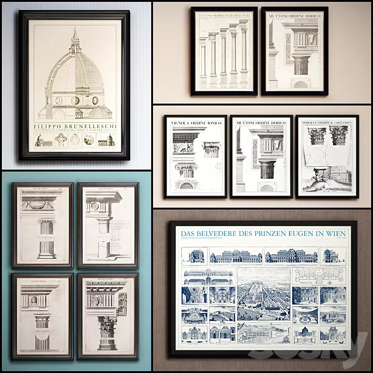 The picture in the frame: 21 Pieces (Collection 51) Architecture 3D Model
