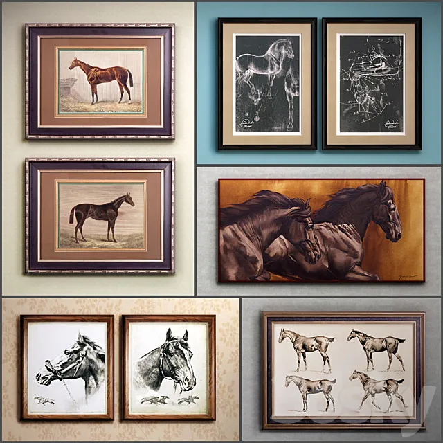 The picture in the frame: 22 piece (Collection 46) Horse 3D Model The picture in the frame: 22 piece (Collection 46) Horse 3D Model