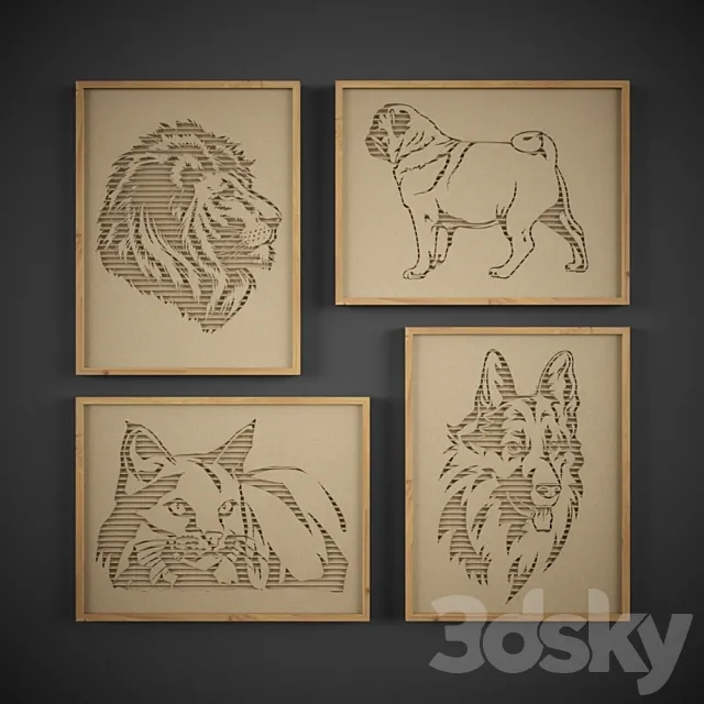 The picture in the frame 4 pieces 3DModel The picture in the frame 4 pieces 3DModel