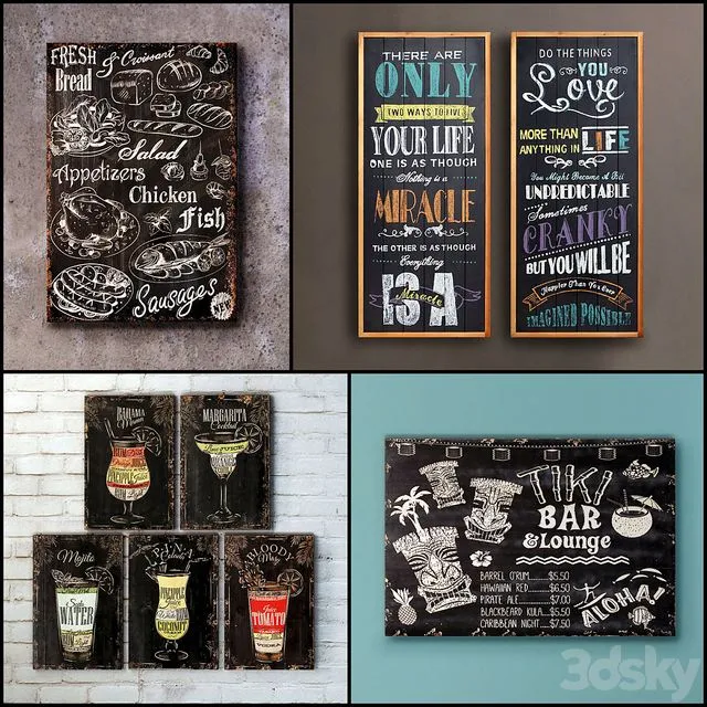 The picture in the frame a collection of 79. Bar topic 3D Model The picture in the frame a collection of 79. Bar topic 3D Model