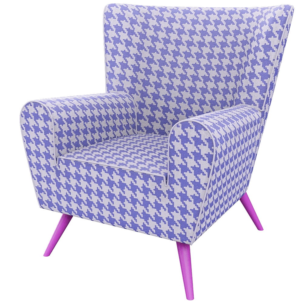 The Pop Label – Armchair Pied de Poule Fuksia 3D Model The Pop Label – Armchair Pied de Poule Fuksia 3D Model