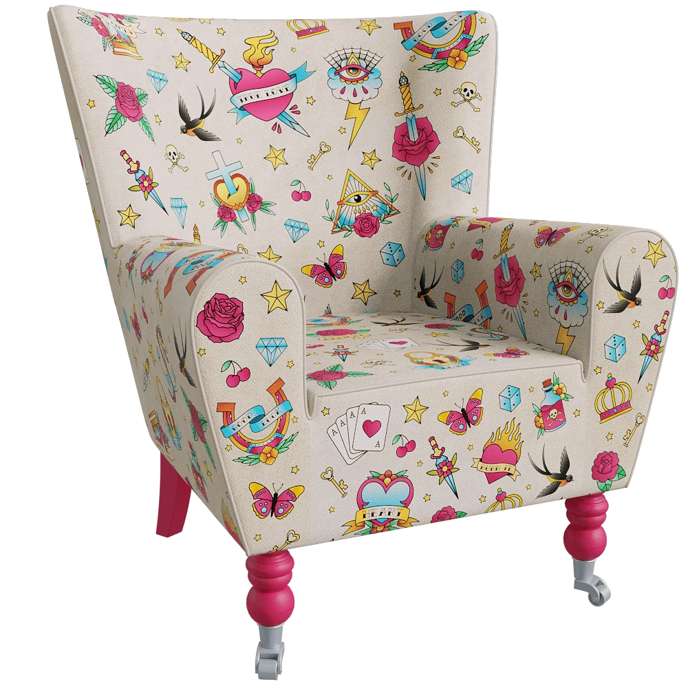 The Pop Label – Armchair Tattoo 3D Model The Pop Label – Armchair Tattoo 3D Model