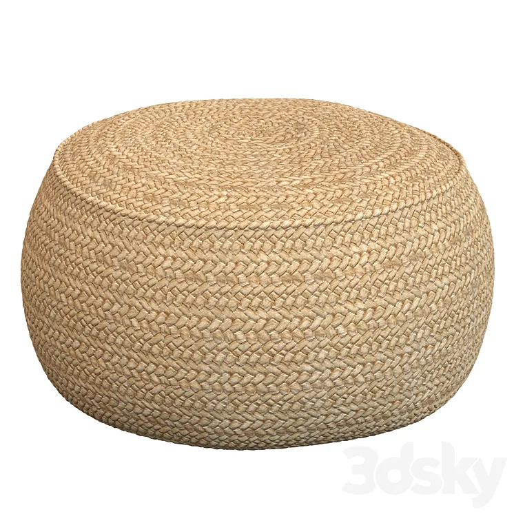 The Raffia Flores Pouffe round Natural 3D Model Free Download