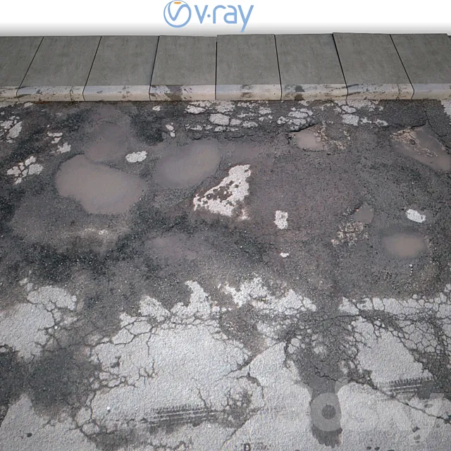 The road to the sidewalk 3D Model The road to the sidewalk 3D Model