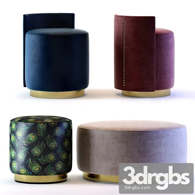 The sofa and chair company – larkin and camille ottomans 2 3D Model Download