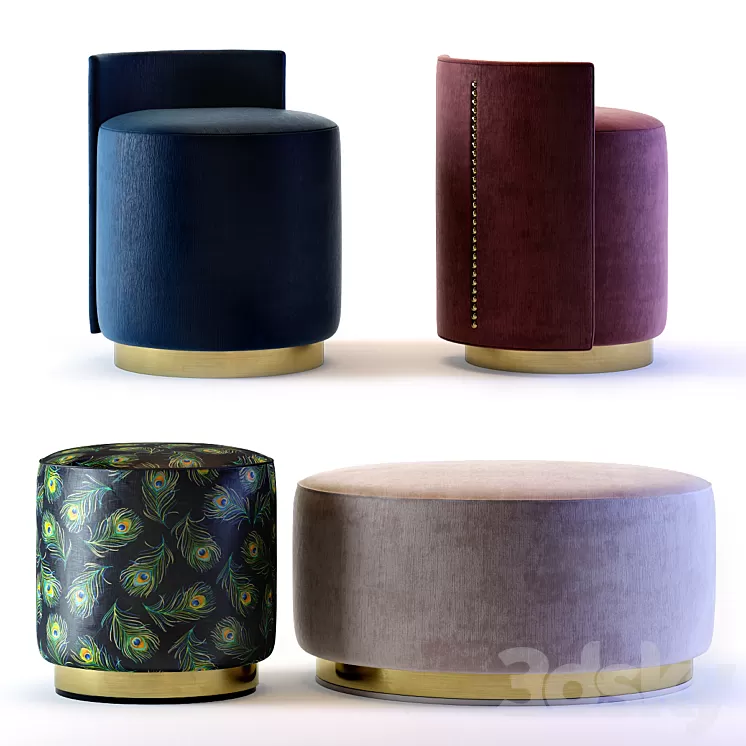 The Sofa and Chair Company – Larkin and Camille Ottomans 3D Model The Sofa and Chair Company – Larkin and Camille Ottomans 3D Model