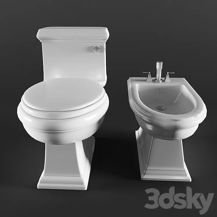 The toilet and bidet 3D Model