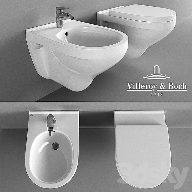 The toilet and bidet Villeroy Boch O’Novo 3DModel The toilet and bidet Villeroy Boch O’Novo 3DModel