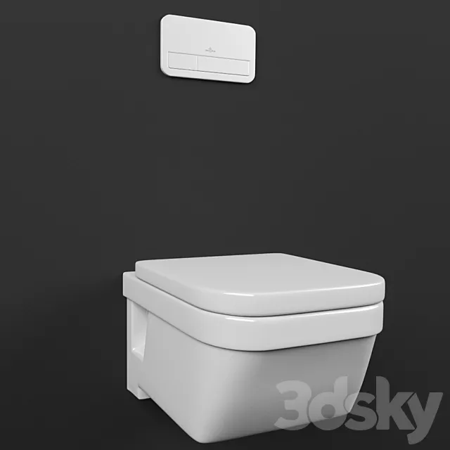 The toilet and the flush button Villeroy & Boch 3DModel The toilet and the flush button Villeroy & Boch 3DModel