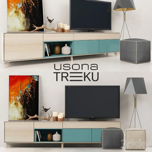 The wall Aura Credenza (Treku) + Lamp (Usona) 3D Model The wall Aura Credenza (Treku) + Lamp (Usona) 3D Model
