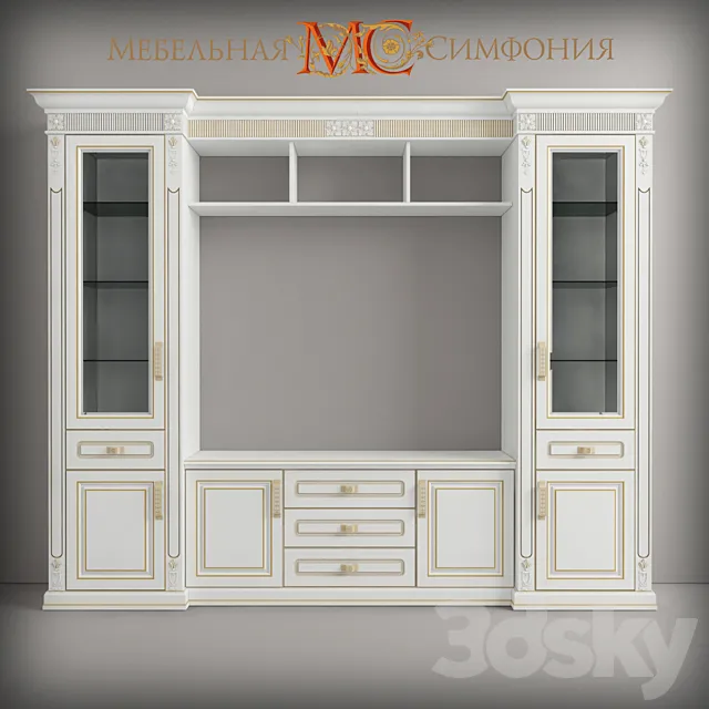 The wall of the company “Furniture Symphony” in a classic style 3D Model The wall of the company “Furniture Symphony” in a classic style 3D Model