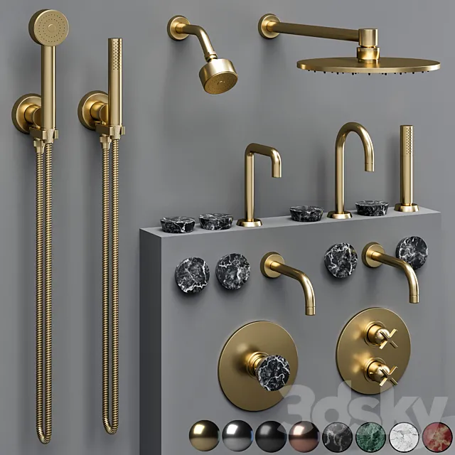 the watermark collection ZEN bathroom faucet set 3D Model