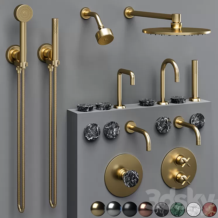 the watermark collection ZEN bathroom faucet set 3D Model