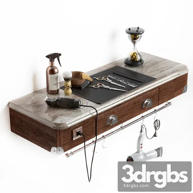 The working table of the hairdresser. barbershop 3D Model Download