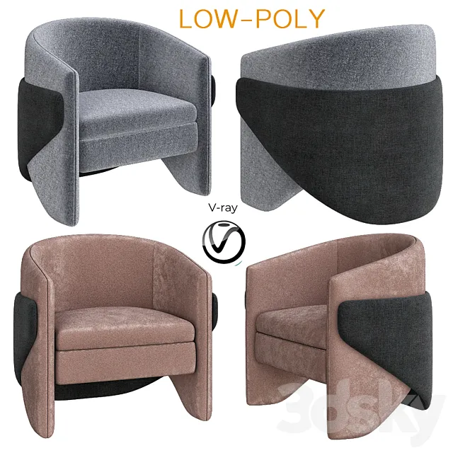 Thea Chair West Elm low poly 3DModel 3DSKY Decor Helper