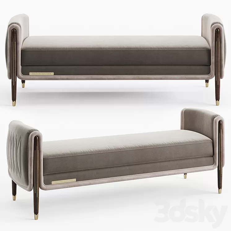 Theodore Alexander Grace end of bed Bench 3D Model Theodore Alexander Grace end of bed Bench 3D Model