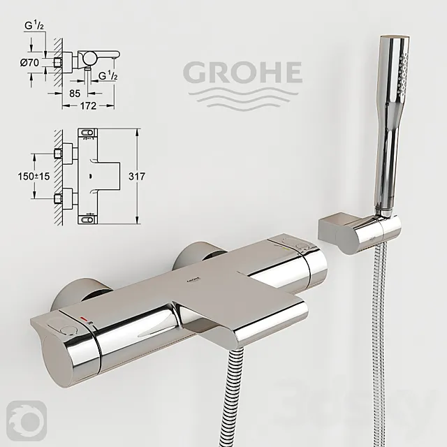 Thermostat Grohe Grohtherm 2000 34174001. 3DModel