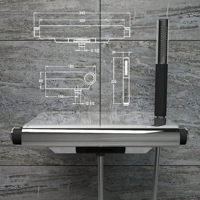 Thermostat Jacob Delafon Aparu E9113-CP bath with shower 3D Model