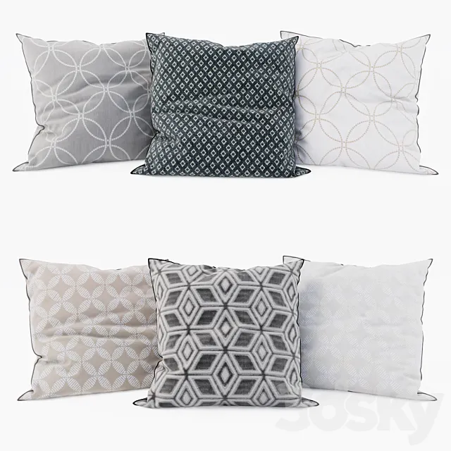 Thibaut – Decorative Pillows set 3 3D Model Thibaut – Decorative Pillows set 3 3D Model