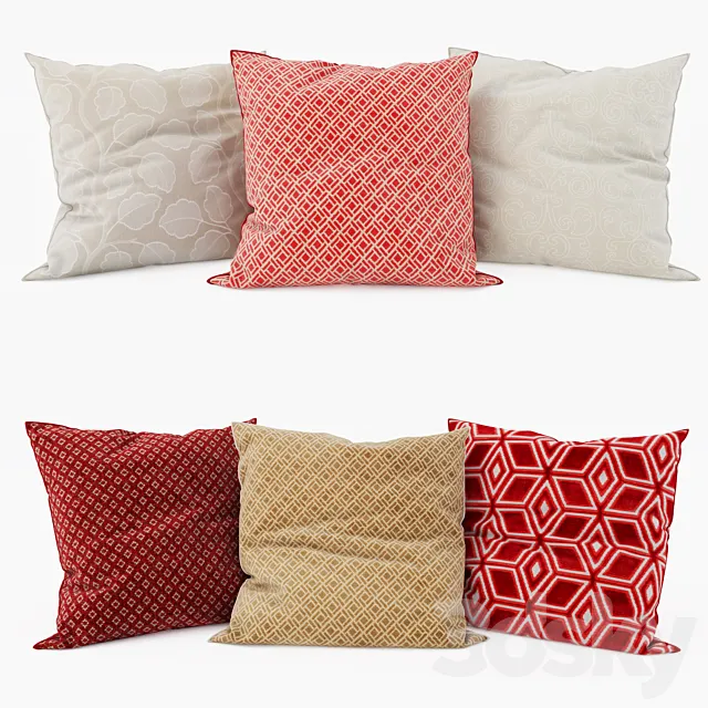 Thibaut – Decorative Pillows set 4 3D Model Thibaut – Decorative Pillows set 4 3D Model