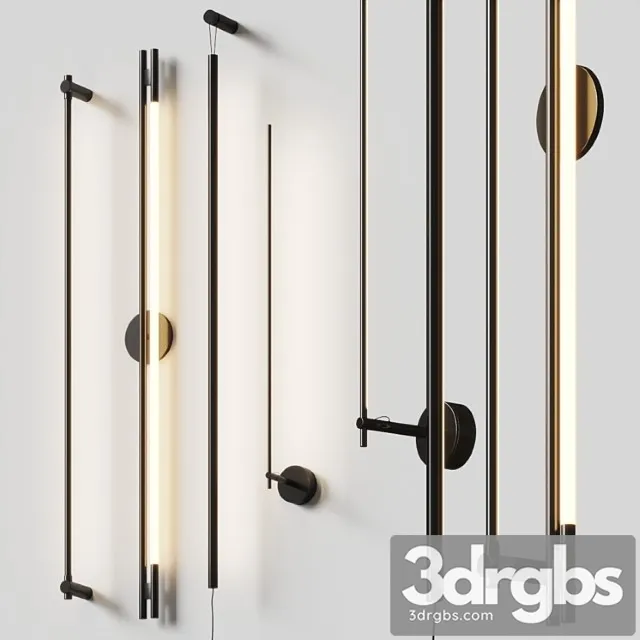 Thin Black Wall Lamps Set 3D Model Download