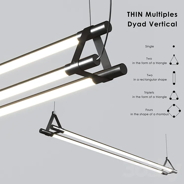 Thin Multiples Dyad Vertical Linear Suspension Light 3D Model Free Download