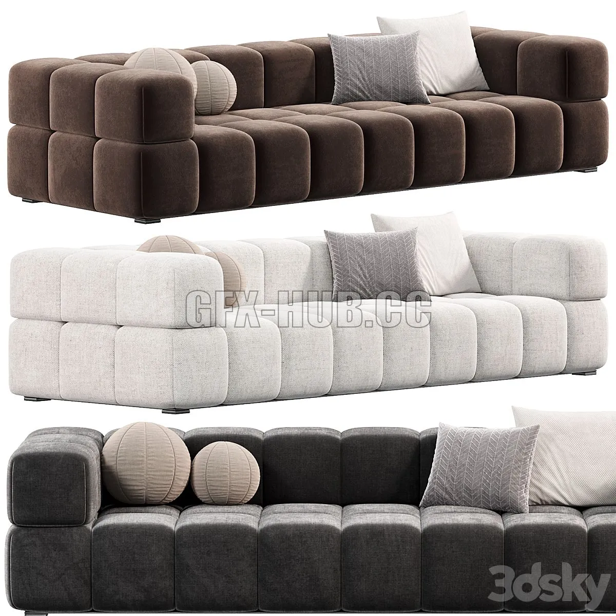 Thomas Long Module Sofa with Corner Backrest 3D Model Thomas Long Module Sofa with Corner Backrest 3D Model