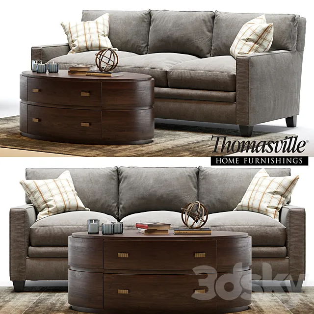 Thomasville mercer sofa and Andrew oval Cocktail table 3DModel