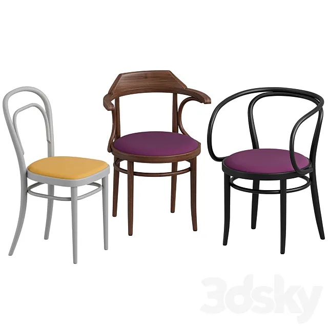 Thonet Chairs 209P 214P 233P Upholstery 3D Model Thonet Chairs 209P 214P 233P Upholstery 3D Model
